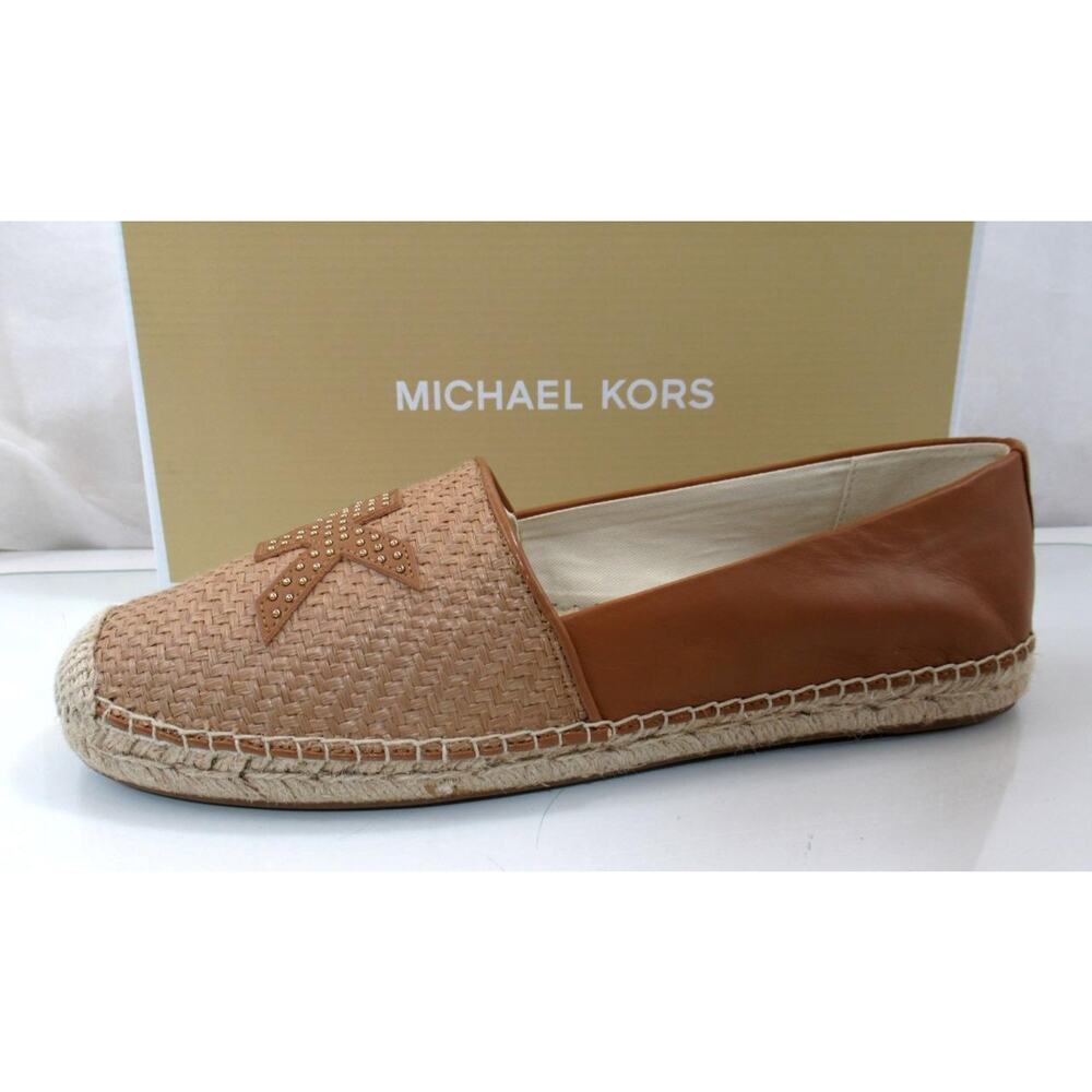 Michael Kors Kendrick Toe Cap Espadrille Flat Shoes MK Natural / Acorn Size 9.5 - Picture 2 of 7
